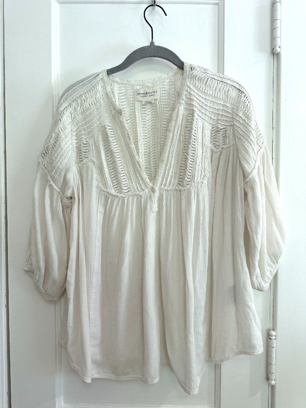 Denim & Supply peasant blouse with open-stitch neckline Sz M